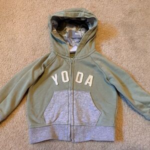 Used Star Wars Yoda hoodie. Green and grey with ears on hood.